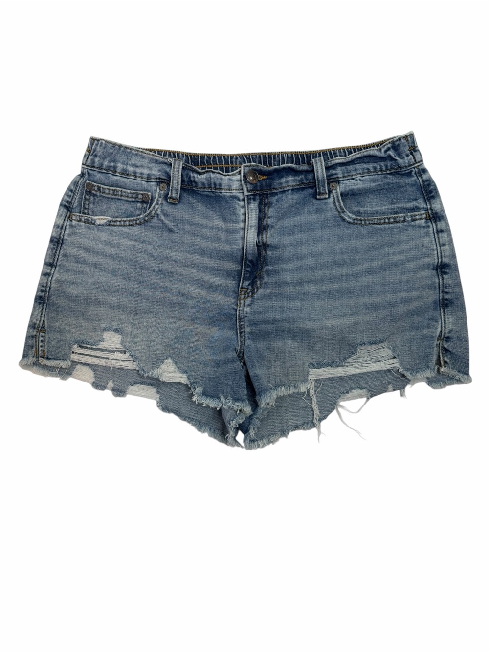 Aerie Daydream Distressed Denim Shorts Light Medium Wash Raw Hem Size L